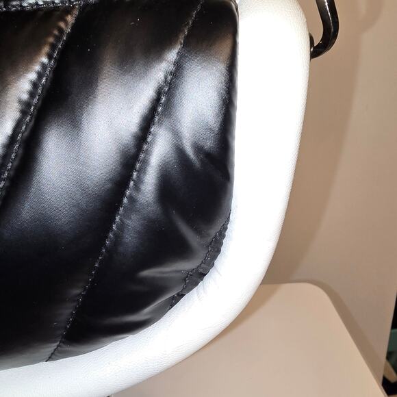 Think Royln Small Crescent Shoulder Crossbody Bag 2 Strap Colorblock Black Tan - Picture 4 of 12